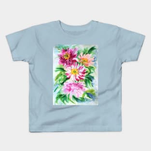 Peonies Watercolor Painting Kids T-Shirt